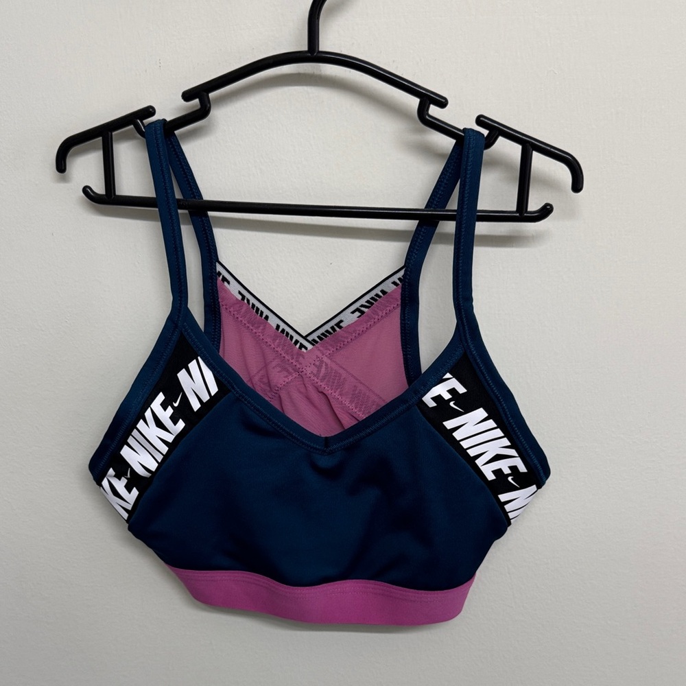 Nike Women's Navy and Pink Sports Bra